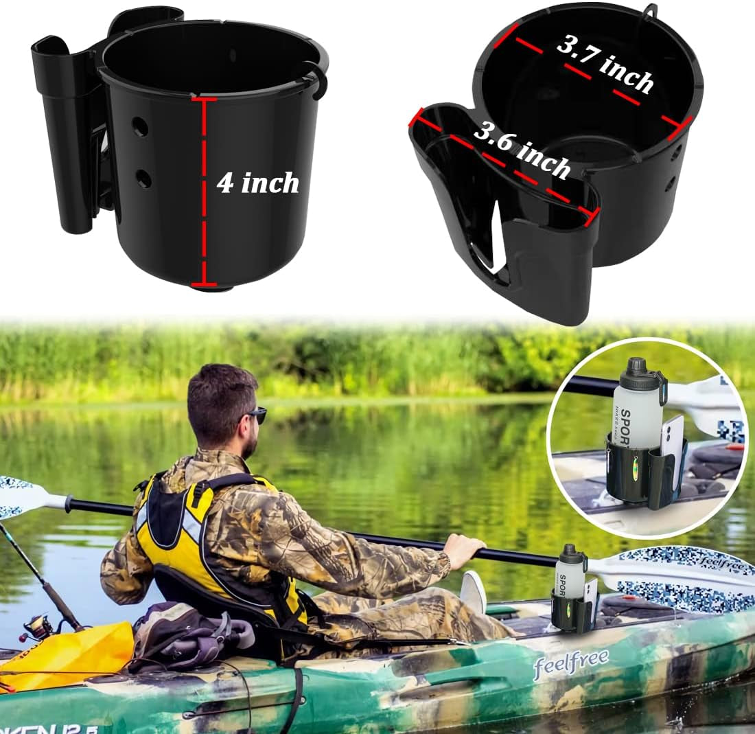 2Pcs Multifunctional Kayak Cup Holder, Phone Holder, Fishing Tool and Lures Storage, Kayak Bottle Holder Drink Holder, Kyak Fishing Accessoires, Kayak Track Mount Install