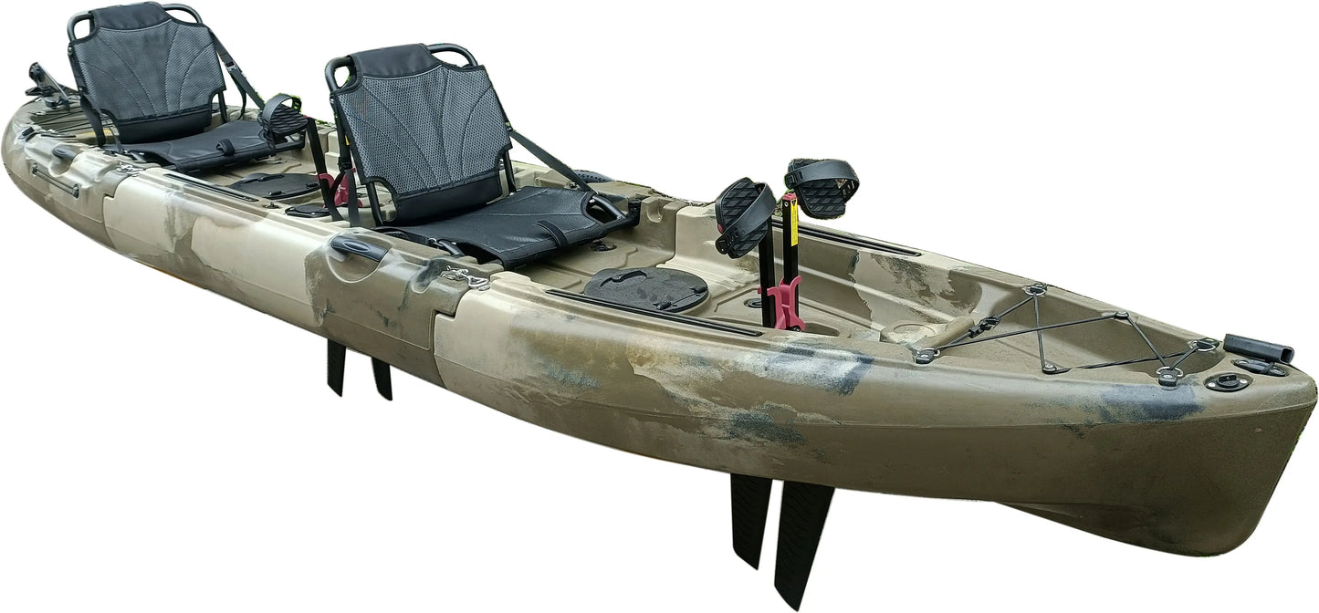 14ft Raptor Tandem or Solo Modular Raptor Fin or Prop Drive Pedal Fishing Kayak | 520lbs Capacity | 3 Piece ReelYaks