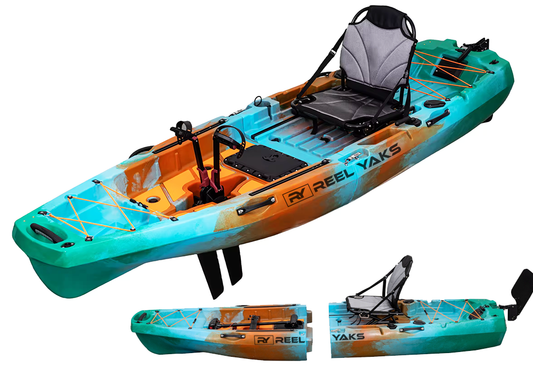 10ft Radar Reel Yaks Modular Fin Drive Pedal Fishing Kayak | 430lbs Capacity | 2 Piece