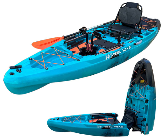 10.8ft RapidoReel Yaks  Modular Propeller Drive Pedal Fishing Kayak | 440lbs Capacity | 2 Piece