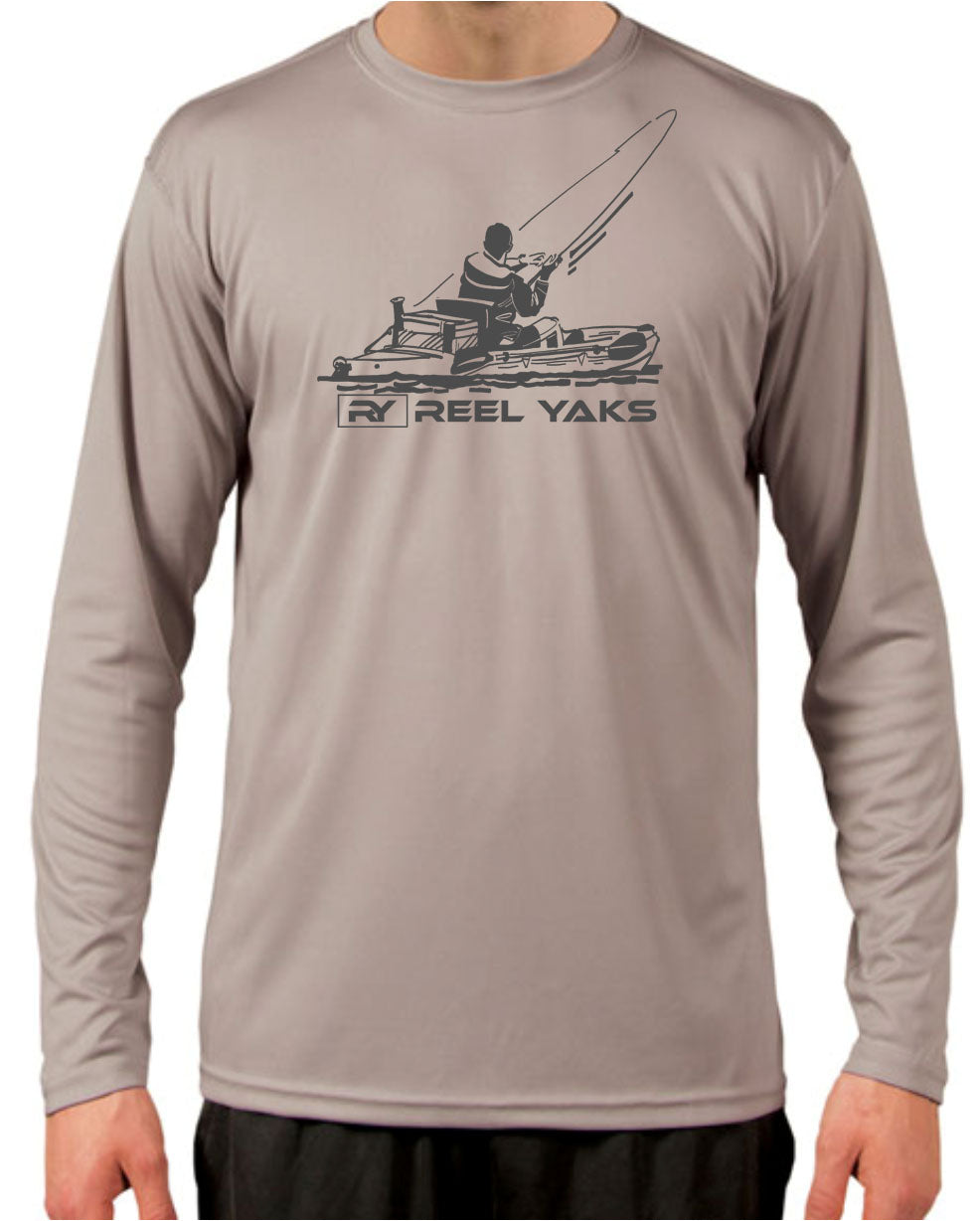 Long sleeve kayak fishing shirt with SPF50 sun protection