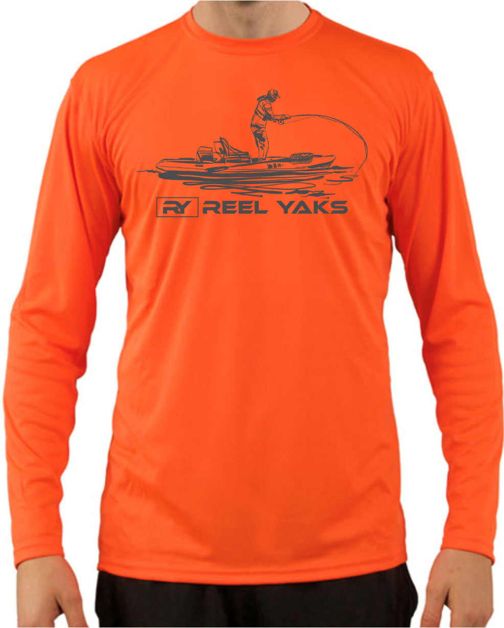UPF50 Pro Tournament Kayak Fishing Long Sleeve Shirt unisex Lightweight Orange / XL