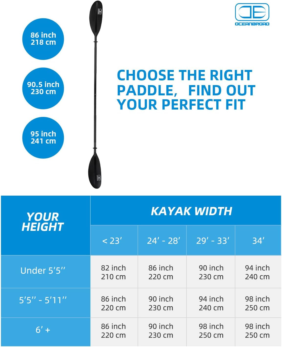 Kayak Paddle 86In/218Cm , 90.5In/230Cm , 95In/241Cm Alloy Shaft Kayaking Boating Canoeing Oar with Paddle Leash 1 Paddle