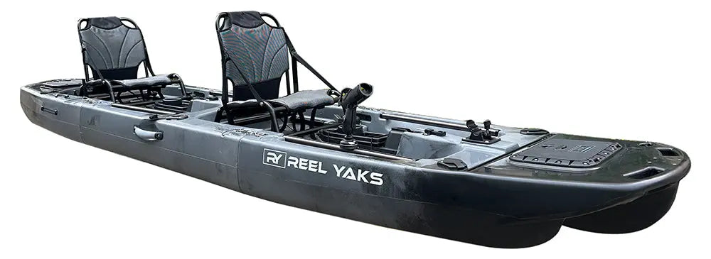 14ft Raider Tandem & Solo Modular Propeller Drive Pedal Fishing Kayak | 530lbs Capacity | 3 Piece ReelYaks