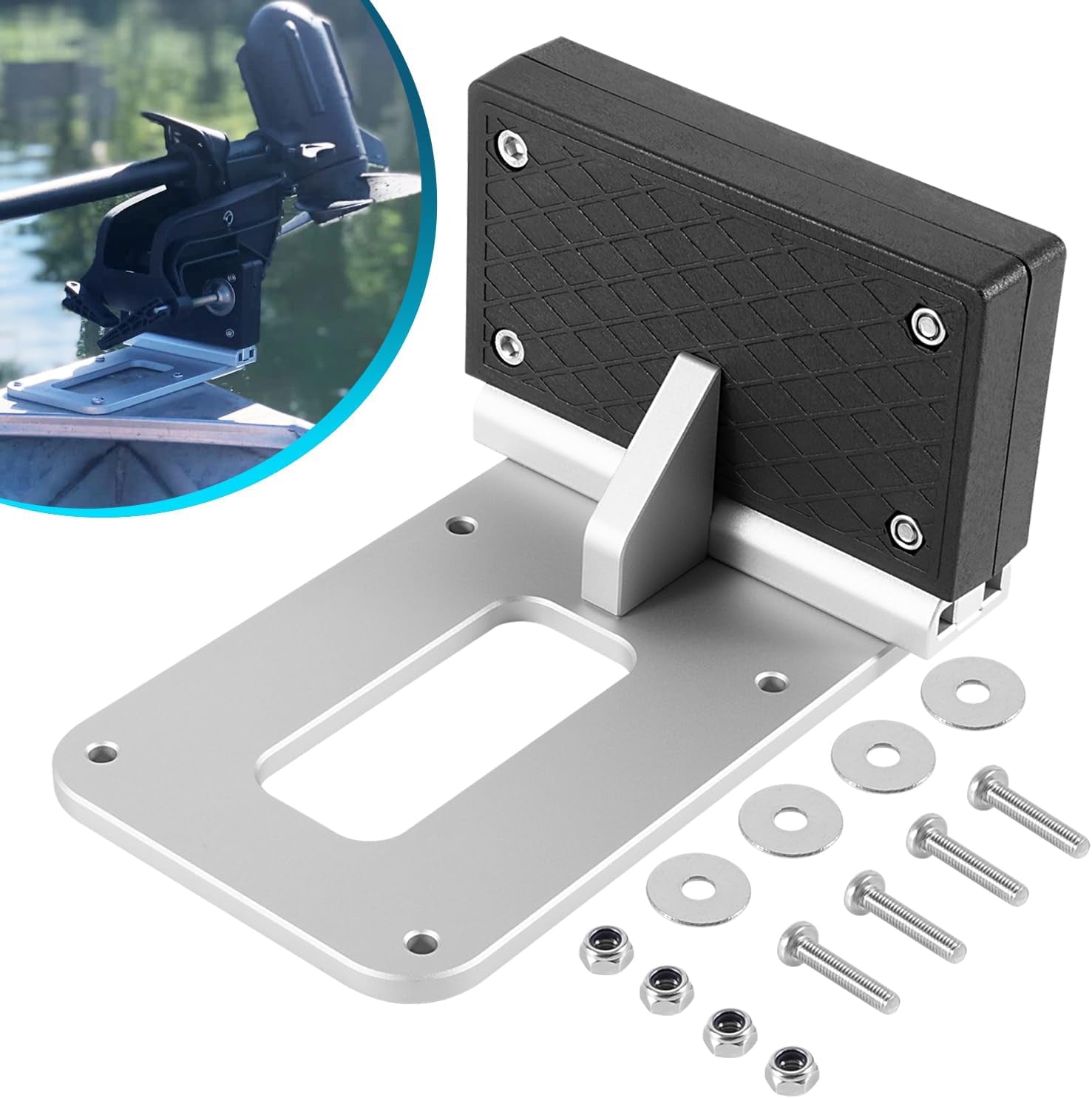 Universal Transom Trolling Motor Mounting Bracket for Kayaks/Kayak Marine Board Backing Plate Mount Bracket for Clamp-On Electric Trolling Motors
