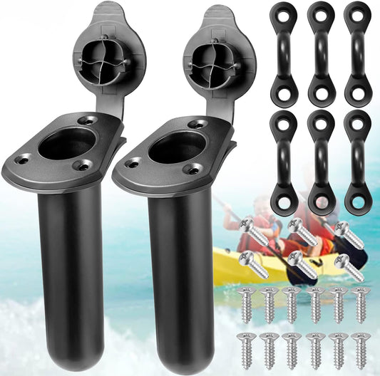 Kayak Fishing Rod Holder,Kayak Deck Flush Mount Rod Holder Fishing Boat Rod Holders and Cap Cover for Canoe, Fishing Boat and Kayak Accessory Tools