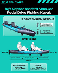 Raptor 14ft Tandem | Prop Drive | Modular Fishing Kayak