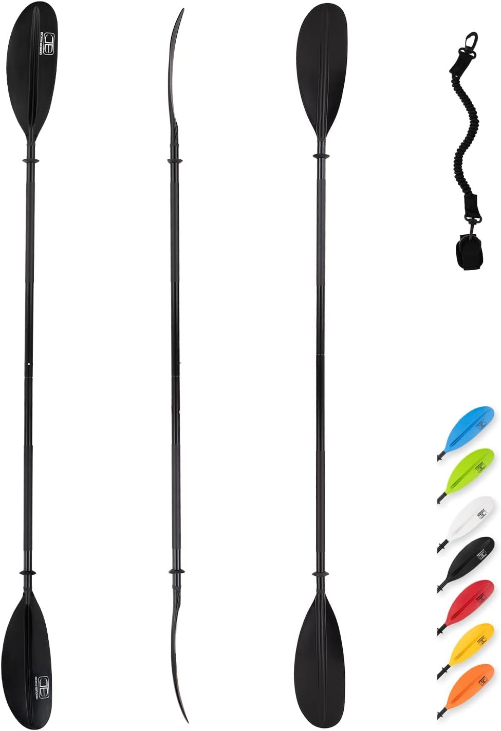 Kayak Paddle 86In/218Cm , 90.5In/230Cm , 95In/241Cm Alloy Shaft Kayaking Boating Canoeing Oar with Paddle Leash 1 Paddle