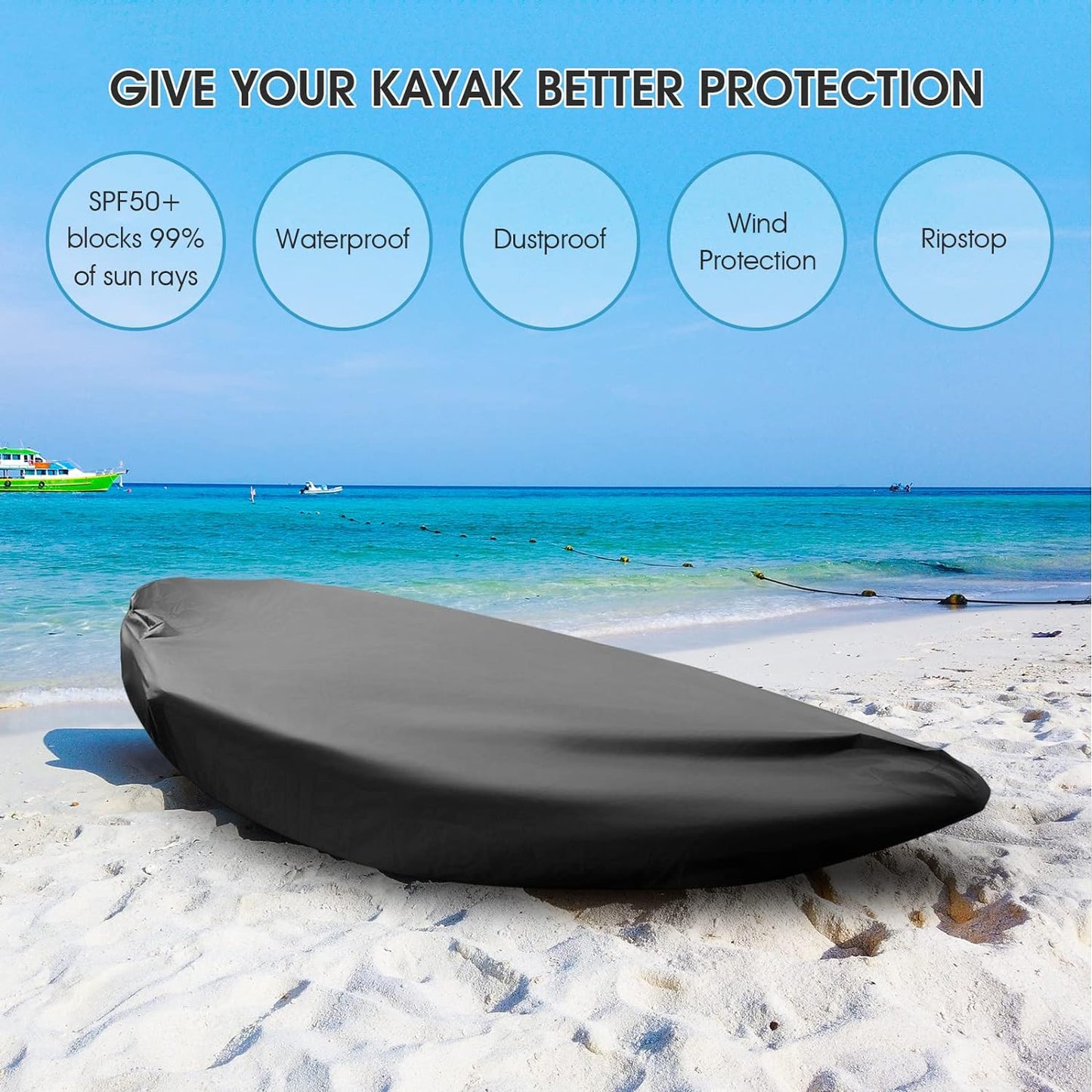 Kayak Cover 420D Thicken Waterproof for Outdoor Storage, Dust Cover-Uv Sunblock Shield Protector Kayak Canoe Cockpit Accessories for Indoor/Outdoor Storage