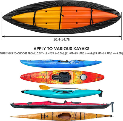 Kayak Cover 420D Thicken Waterproof for Outdoor Storage, Dust Cover-Uv Sunblock Shield Protector Kayak Canoe Cockpit Accessories for Indoor/Outdoor Storage