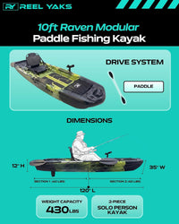 Raven 9.8ft Modular Paddle Fishing Kayak