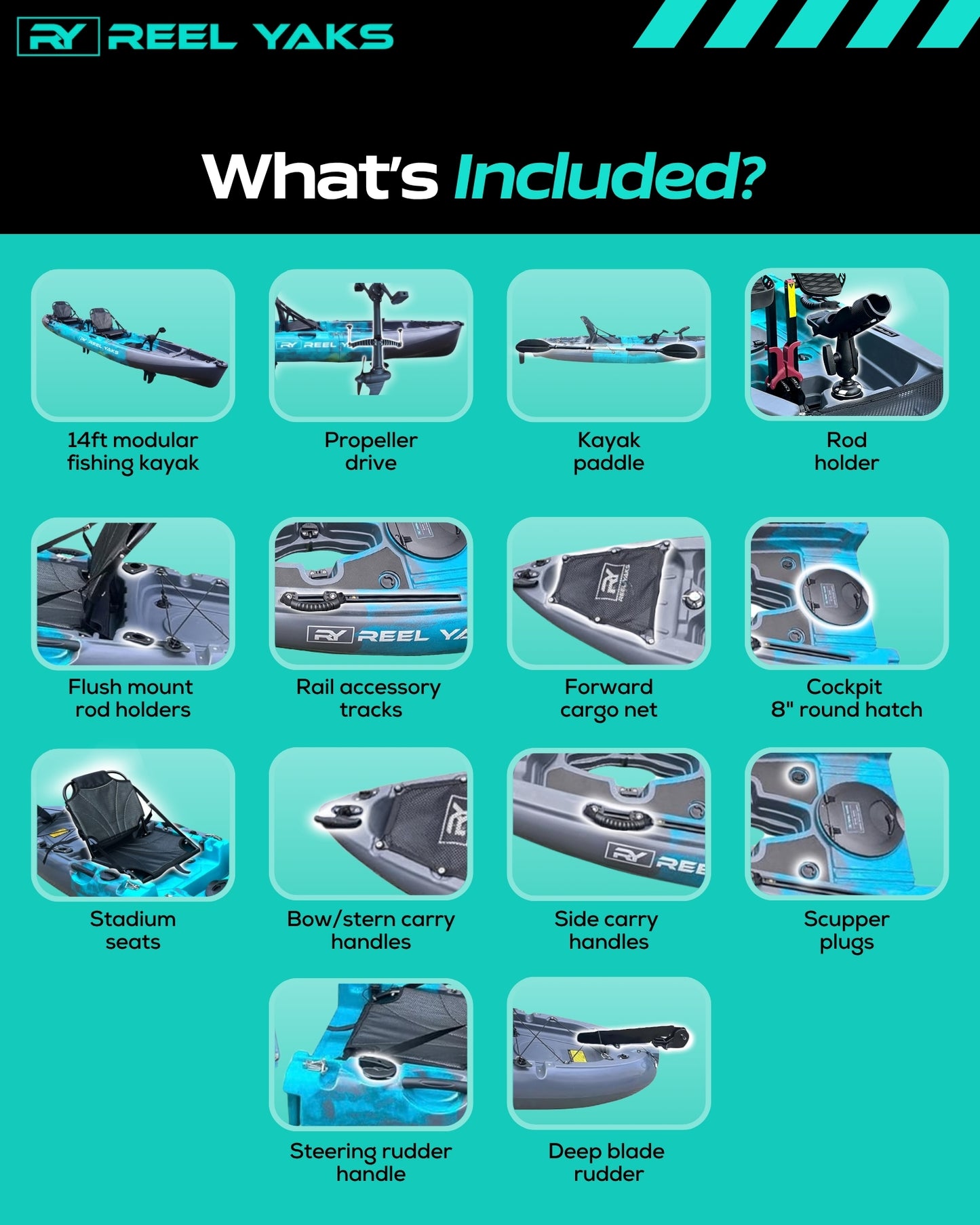 Raptor 14ft Tandem | Prop Drive | Modular Fishing Kayak