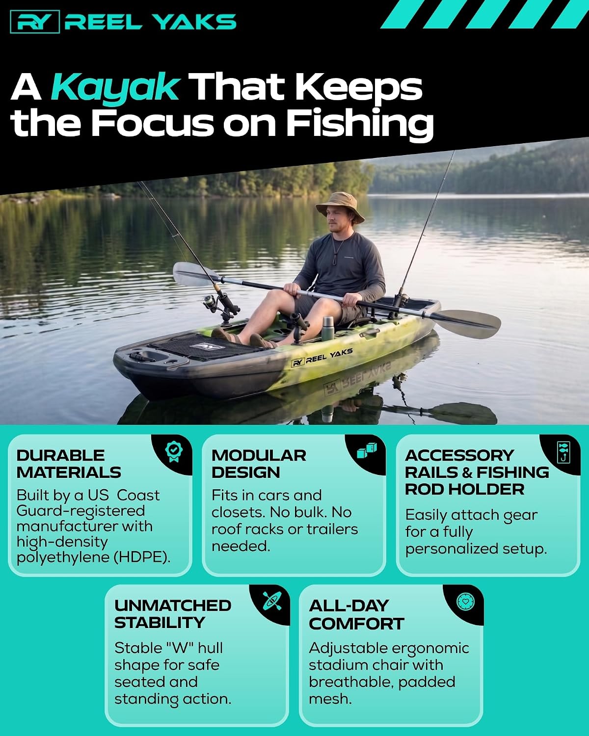 Raven 9.8ft Modular Paddle Fishing Kayak