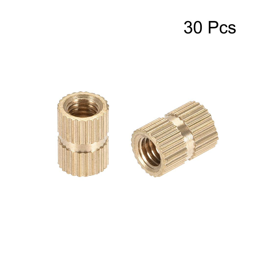 Knurled Insert Nuts, M5 X 10Mm(L) X 7Mm(Od) Female Thread Brass Embedment Assortment Kit, 30 Pcs