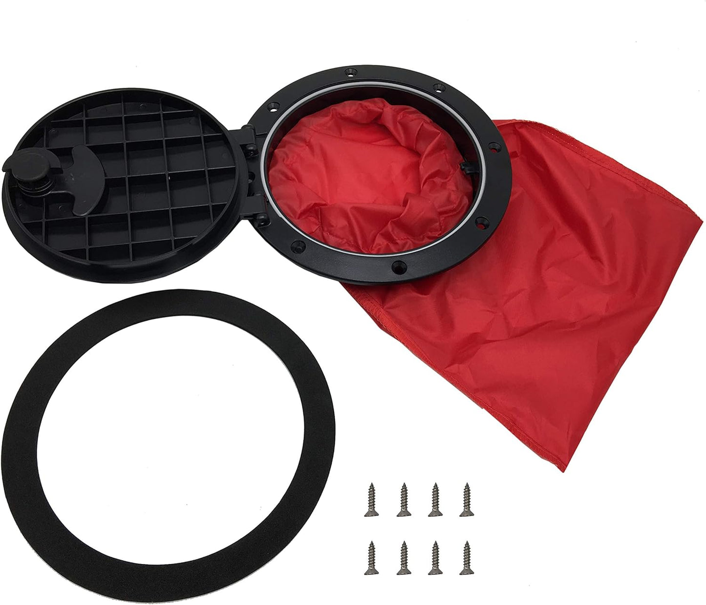 Deck Plate Kit 8” Deck Hatch Kayak Deck Hatch Cover Marine Hatch with Red Cat Bag for Kayak Boat Fishing Rigging Black