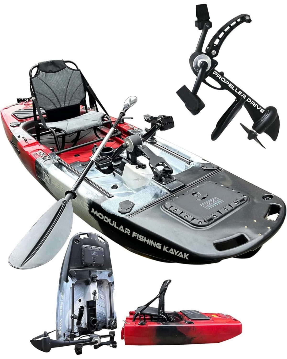 Kayak de pesca modular Raider 9.5 pies con propulsión por hélice