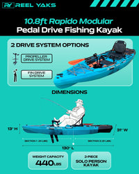Rapido 10.8ft Fin Drive Modular Fishing Kayak