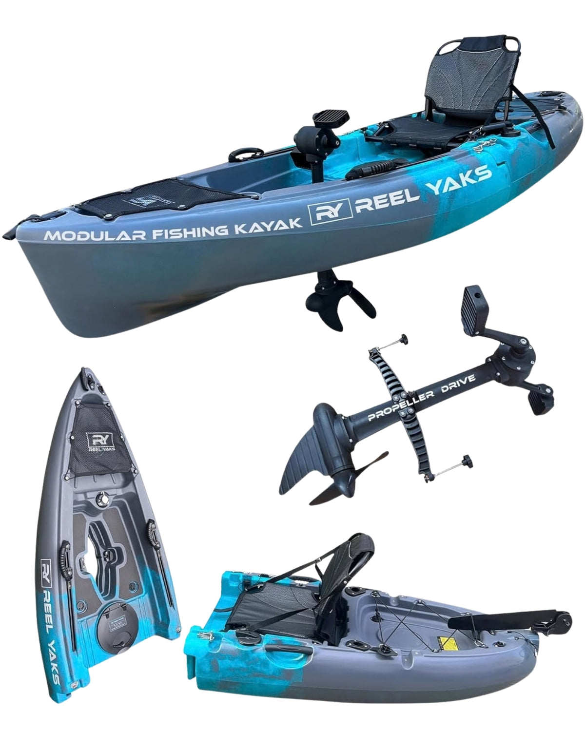 Kayak de pesca con pedal Raptor modular de 9,5 pies | Súper ligero, capacidad de 400 libras | Fácil de almacenar - Fácil de transportar | Supera a los inflables | Sin portaequipajes en el techo - Sin portaequipajes en la pared | Adultos Jóvenes Niños