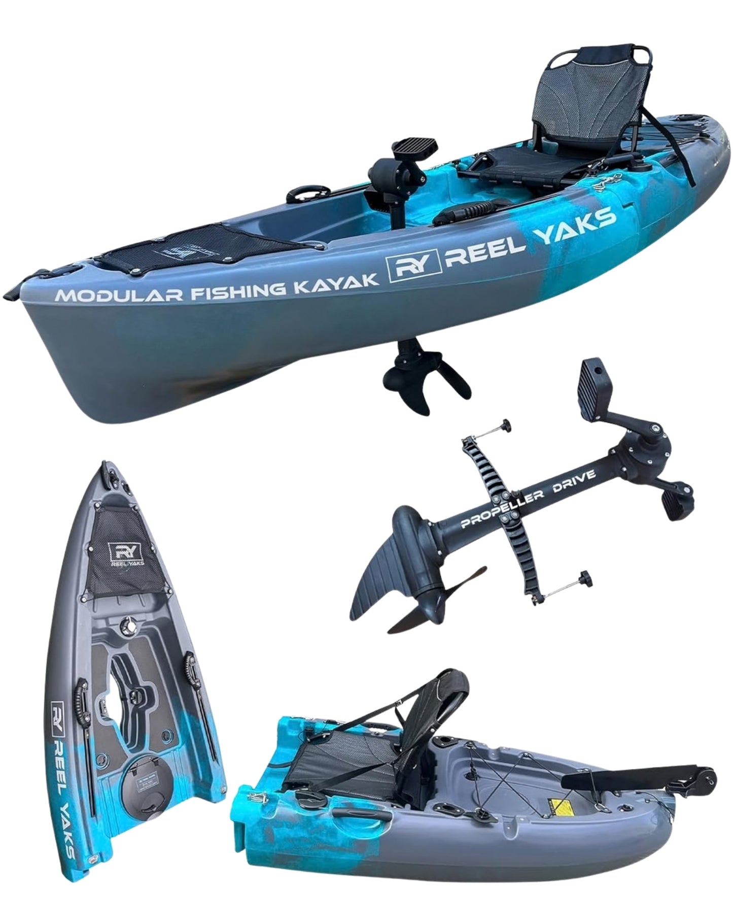 Kayak de pesca con pedal Raptor modular de 9,5 pies | Súper ligero, capacidad de 400 libras | Fácil de almacenar - Fácil de transportar | Supera a los inflables | Sin portaequipajes en el techo - Sin portaequipajes en la pared | Adultos Jóvenes Niños