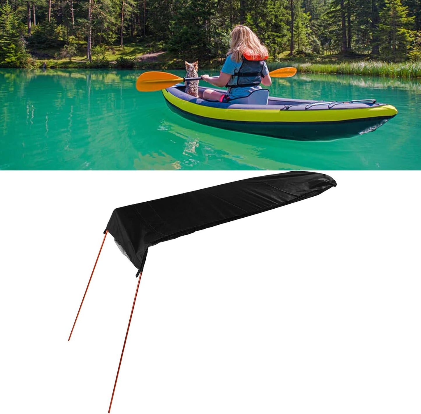 Kayak Sun Shade Canopy, Waterproof Oxford Fabric Foldable Kayak Sun Shade Easy to Install Portable Kayak Sunshade Awning for Boat Cano