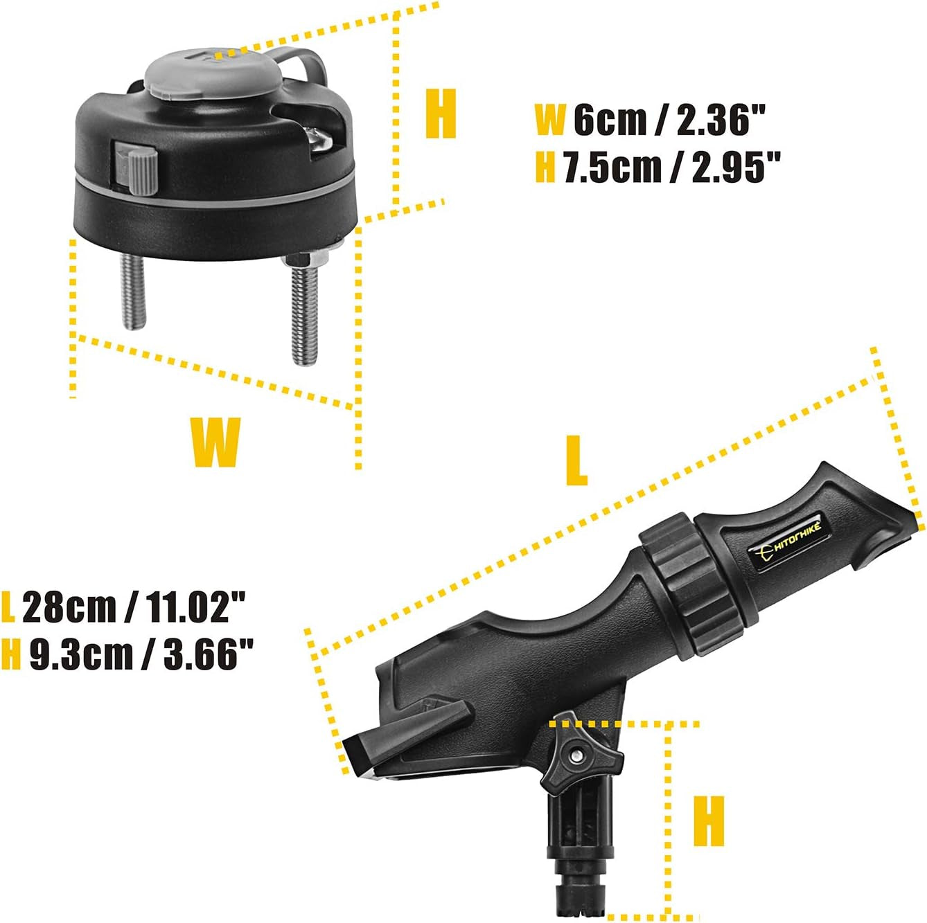 Fishing Rod Holder Universal Fit Kit Allows for 360-Degree Adjustment Kayak Fishing Boat Powerlock Rod Holder