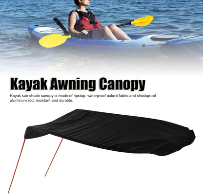 Kayak Sun Shade Canopy, Waterproof Oxford Fabric Foldable Kayak Sun Shade Easy to Install Portable Kayak Sunshade Awning for Boat Cano