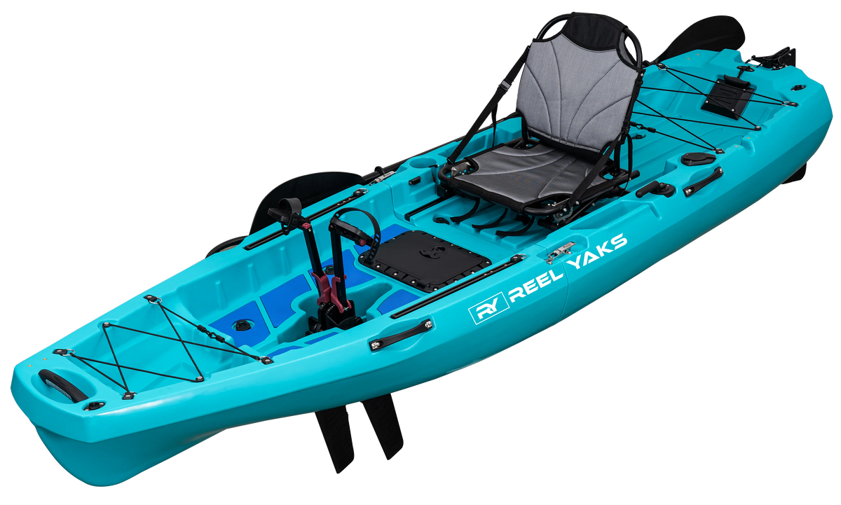 10ft Radar Reel Yaks Modular Fin or Prop Drive Pedal Fishing Kayak |430lbs Capacity | 2 Piece ReelYaks Canada