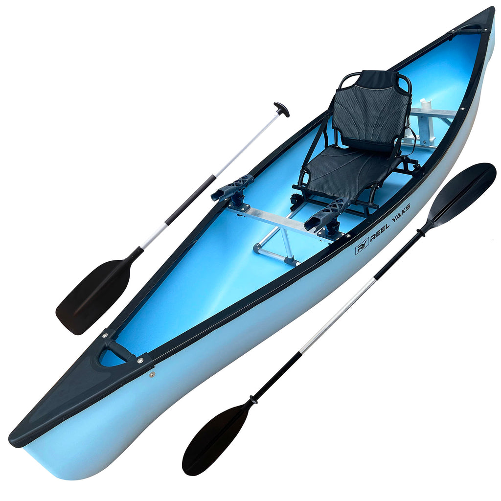 12.5' Canoe for Fishing, Expeditions or Exercise | 1 Person | Comfortable seat with 2 Paddles | Lightweight Stable & Easy to Maneuver | 400lb Capacity to Hold All Your Gear | Familia Canoa
