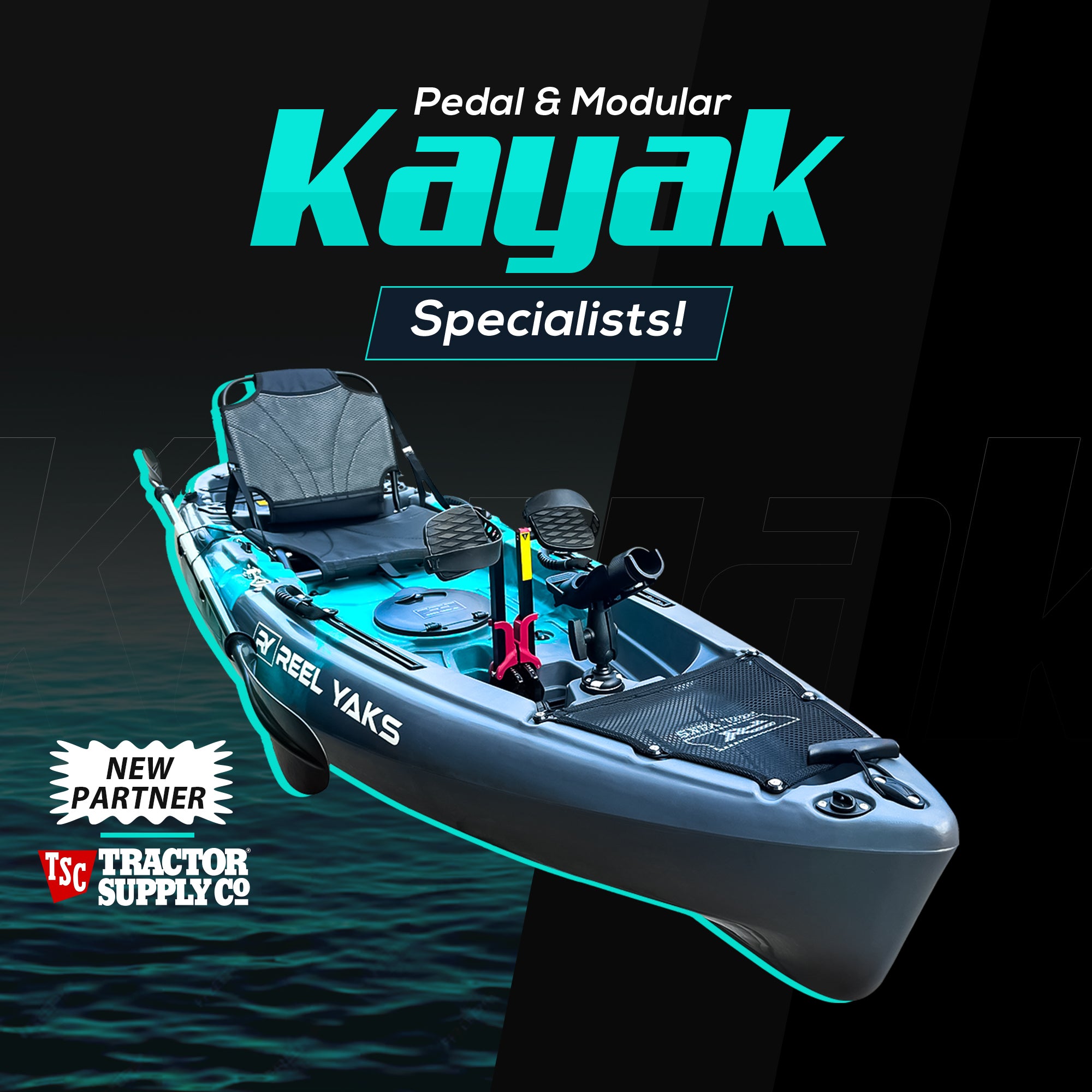 9.5ft Raptor Modular Fin or Prop Drive Pedal Fishing Kayak | 380lbs  Capacity | 2 Piece