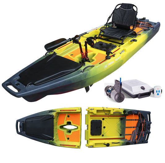 9.8ft Rocket Pedal Drive Modular Pedal Fishing Kayak with Bixpy Trolling Motor bundle | 400lbs Capacity | 2 Piece