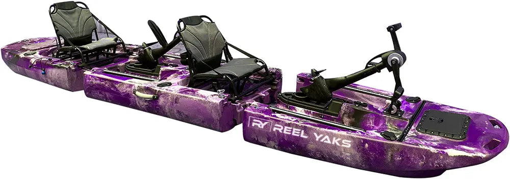 14ft Raider Tandem & Solo Modular Propeller Drive Pedal Fishing Kayak | 530lbs Capacity | 3 Piece ReelYaks