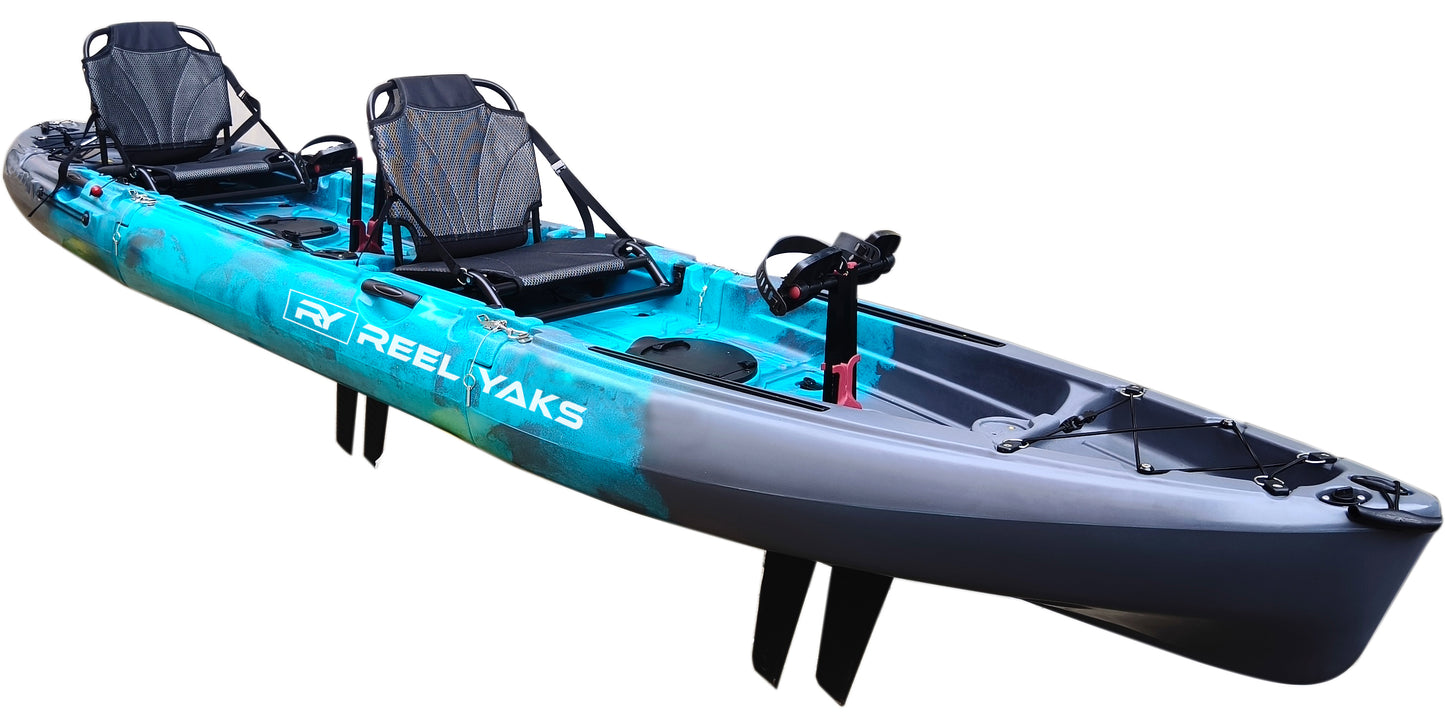 14ft Raptor Tandem or Solo Modular Raptor Fin Drive Pedal Fishing Kayak | 520lbs Capacity | 3 Piece