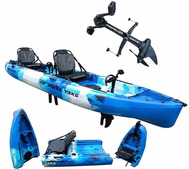 Raptor 14 pies Tándem | Aleta y Propulsión a Hélice | Kayak de Pesca Modular