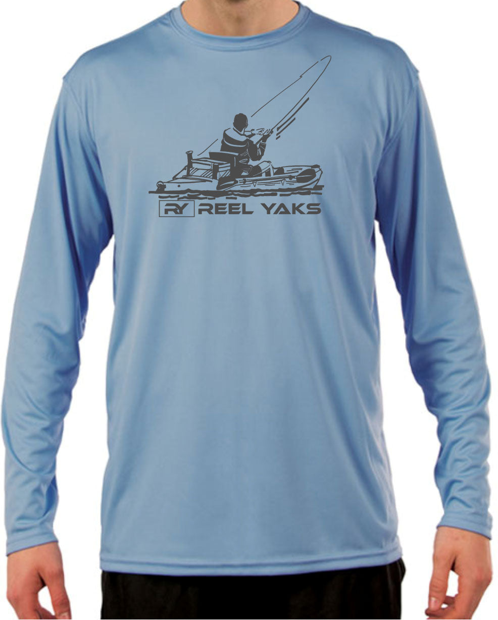 Long Sleeve Kayak Fishing Shirt with SPF50 Sun Protection Blue / 3XL