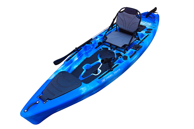 Reel Yaks Pedal Kayak Fishing Angler 11’ | Sit On Top or Stand | 500lbs Capacity for adult Youths Kids| Suitable for Ocean Lakes Rivers | Foot O