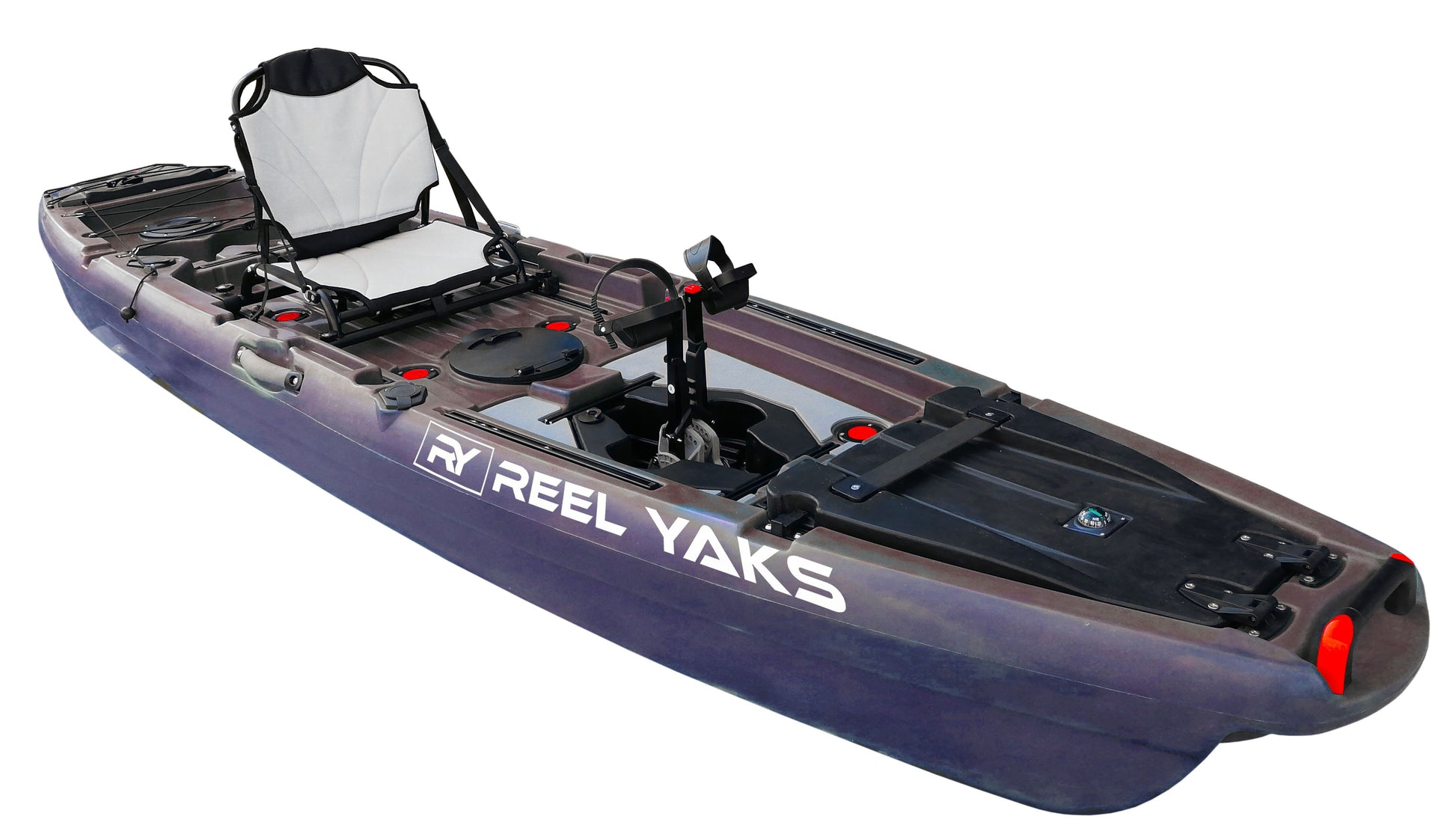 12' Reaper Fin Drive Fishing Kayak  with in built kayak trolley wheel –  ReelYaks