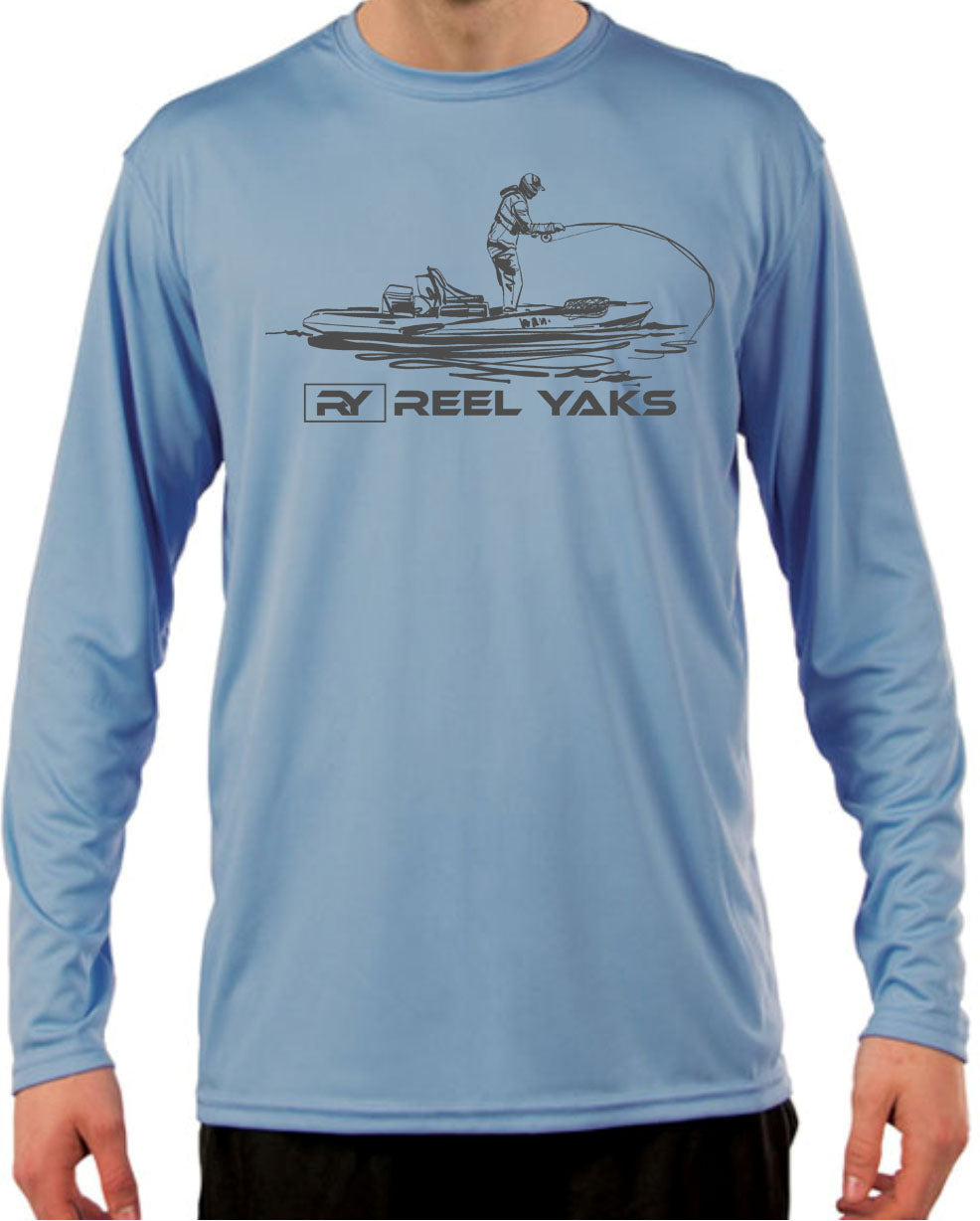 UPF50 Pro Tournament Kayak Fishing Long Sleeve Shirt unisex Lightweight Blue / M