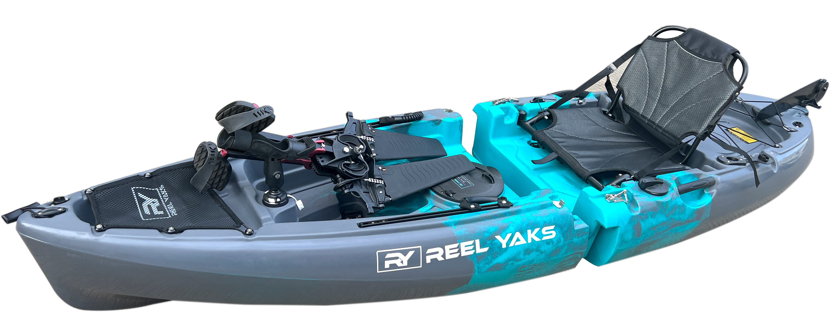 Reel Yaks Pedal Fin Drive Fishing Kayak Iceberg Charcoal – Peach Frog