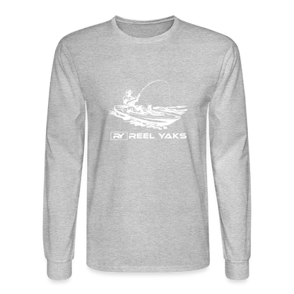 Men's Long Sleeve T-Shirt - On the hook - heather gray