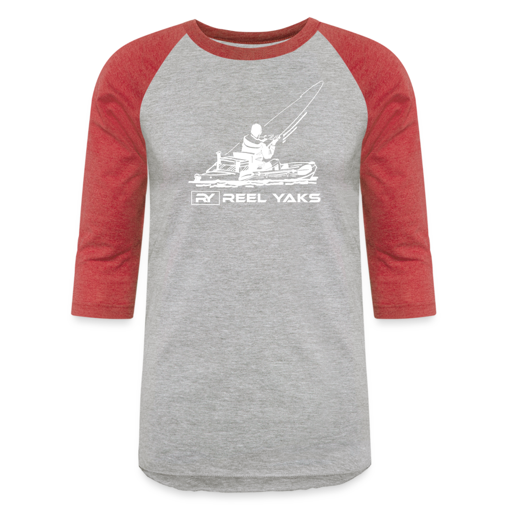 Baseball T-Shirt - Fish on - heather gray/red