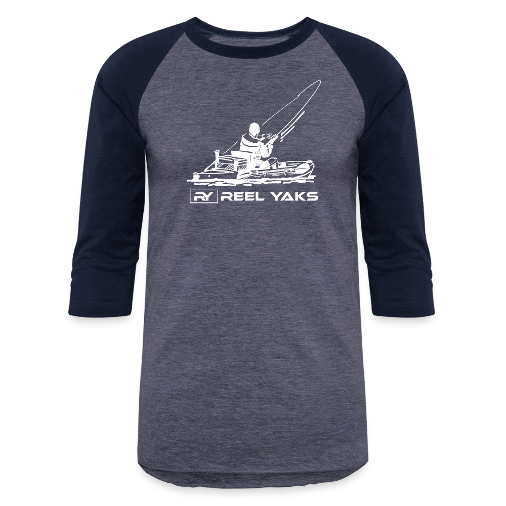 Baseball T-Shirt - Fish on - heather blue/navy